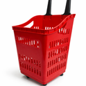 68L Shopping Basket with Wheels & Extendable Handle Plastic Rolling Retail Basket 5 Colours