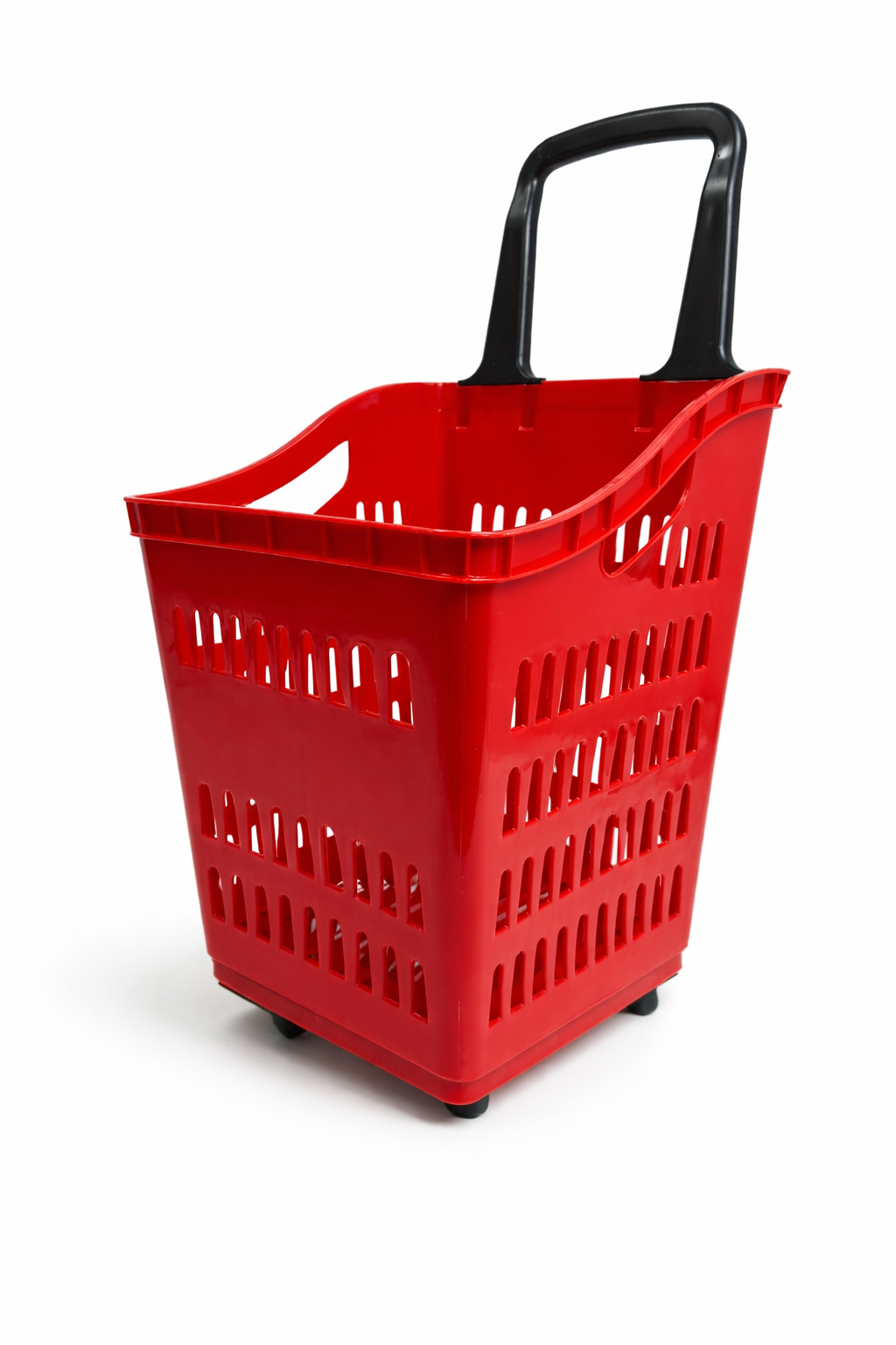 68L Shopping Basket with Wheels & Extendable Handle Plastic Rolling Retail Basket 5 Colours