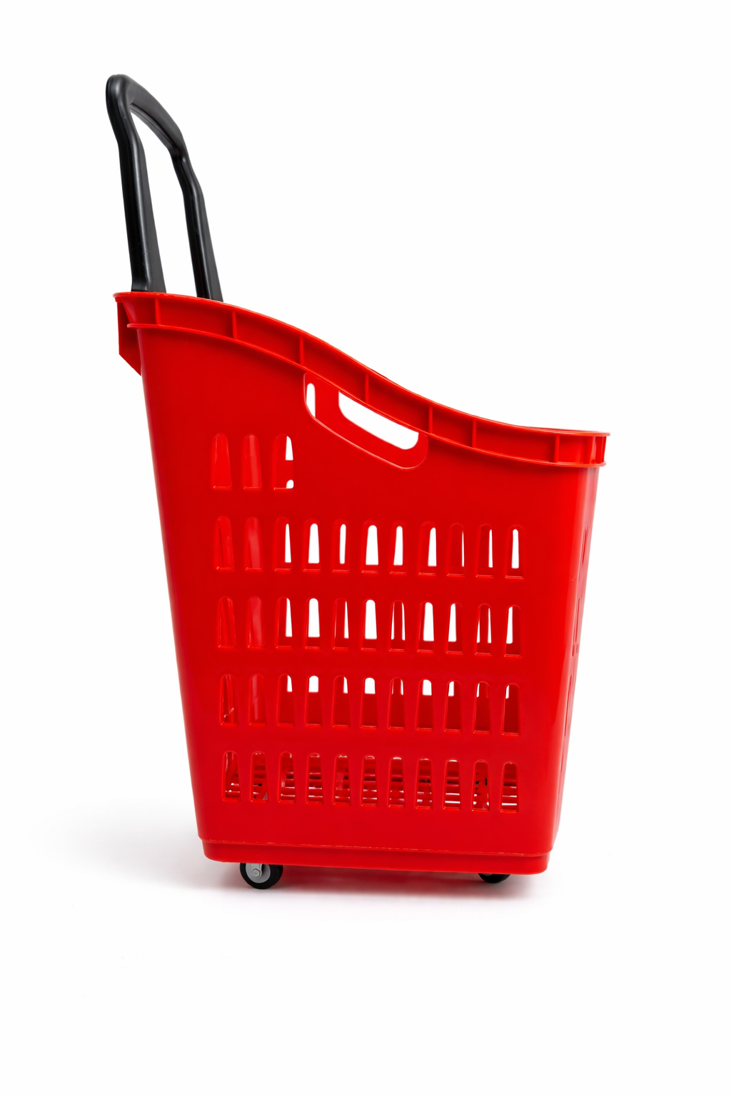 68L Shopping Basket with Wheels & Extendable Handle Plastic Rolling Retail Basket 5 Colours