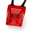 68L Shopping Basket with Wheels & Extendable Handle Plastic Rolling Retail Basket 5 Colours