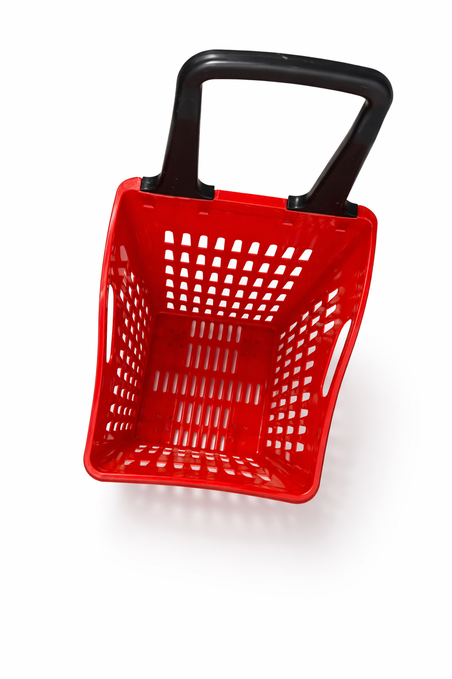 68L Shopping Basket with Wheels & Extendable Handle Plastic Rolling Retail Basket 5 Colours