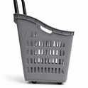 68L Grey Shopping Basket with Wheels & Extendable Telescopic Handle – Plastic Rolling Basket