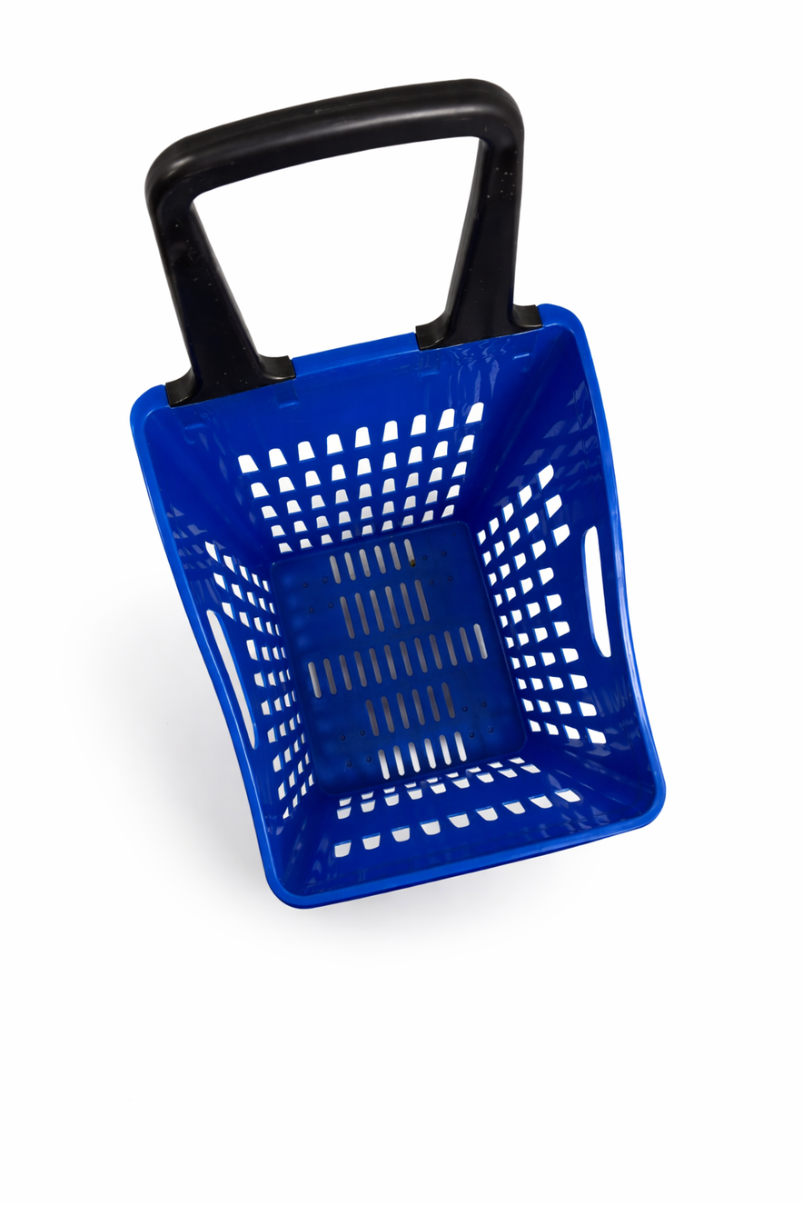 68L Shopping Basket with Wheels & Extendable Handle Plastic Rolling Retail Basket 5 Colours