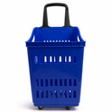 68L Shopping Basket with Wheels & Extendable Handle Plastic Rolling Retail Basket 5 Colours