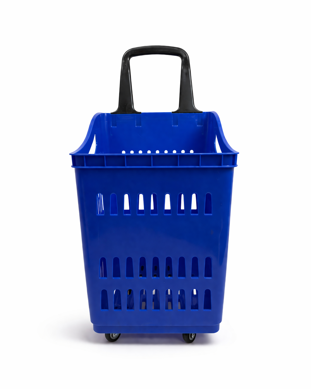 68L Shopping Basket with Wheels & Extendable Handle Plastic Rolling Retail Basket 5 Colours