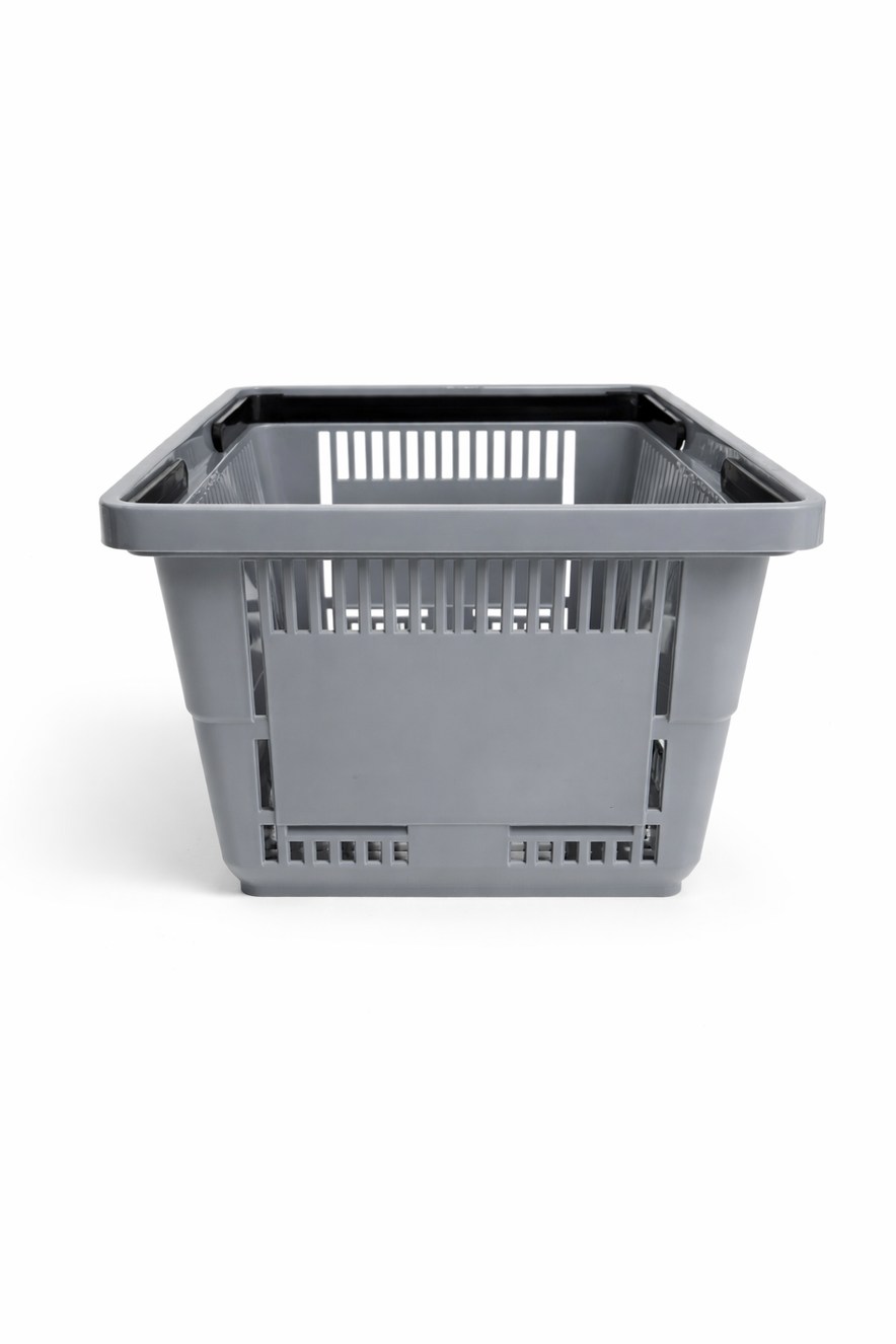 21L Grey Plastic Shopping Baskets with Handles – Retail Store Carry Baskets