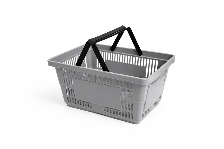 21L Grey Plastic Shopping Baskets with Handles – Retail Store Carry Baskets