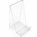 Clear Acrylic Book Display Stand / Easel with Lip – 75mm Wide – Brochure, Menu & Postcard Holder