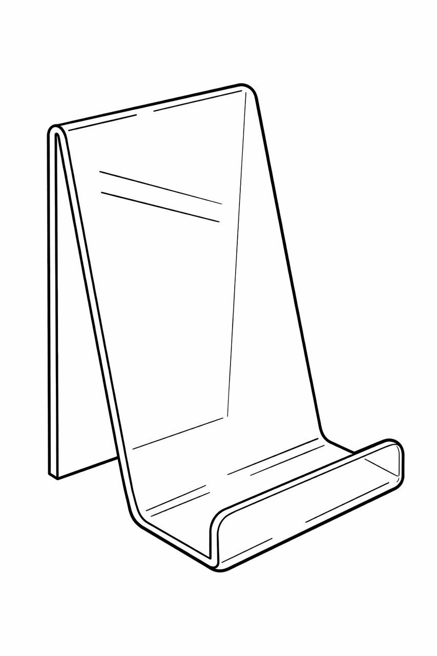 Clear Acrylic Book Display Stand / Easel with Lip – 75mm Wide – Brochure, Menu & Postcard Holder