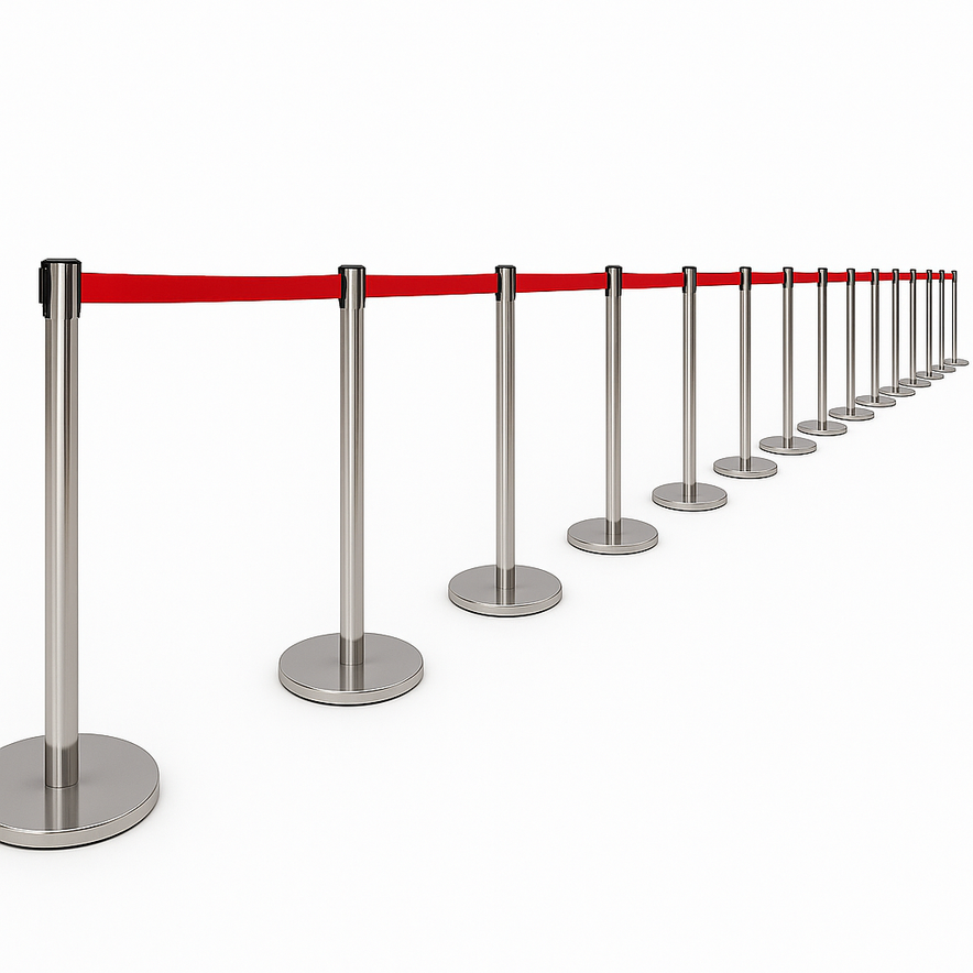 Chrome Retractable Queue Barrier System:Efficient Crowd Control&Queue Management