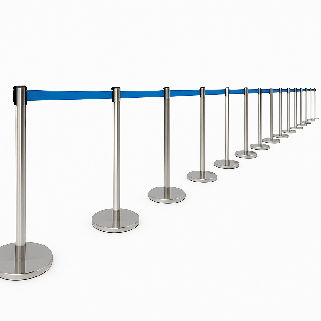 Chrome Retractable Queue Barrier System:Efficient Crowd Control&Queue Management