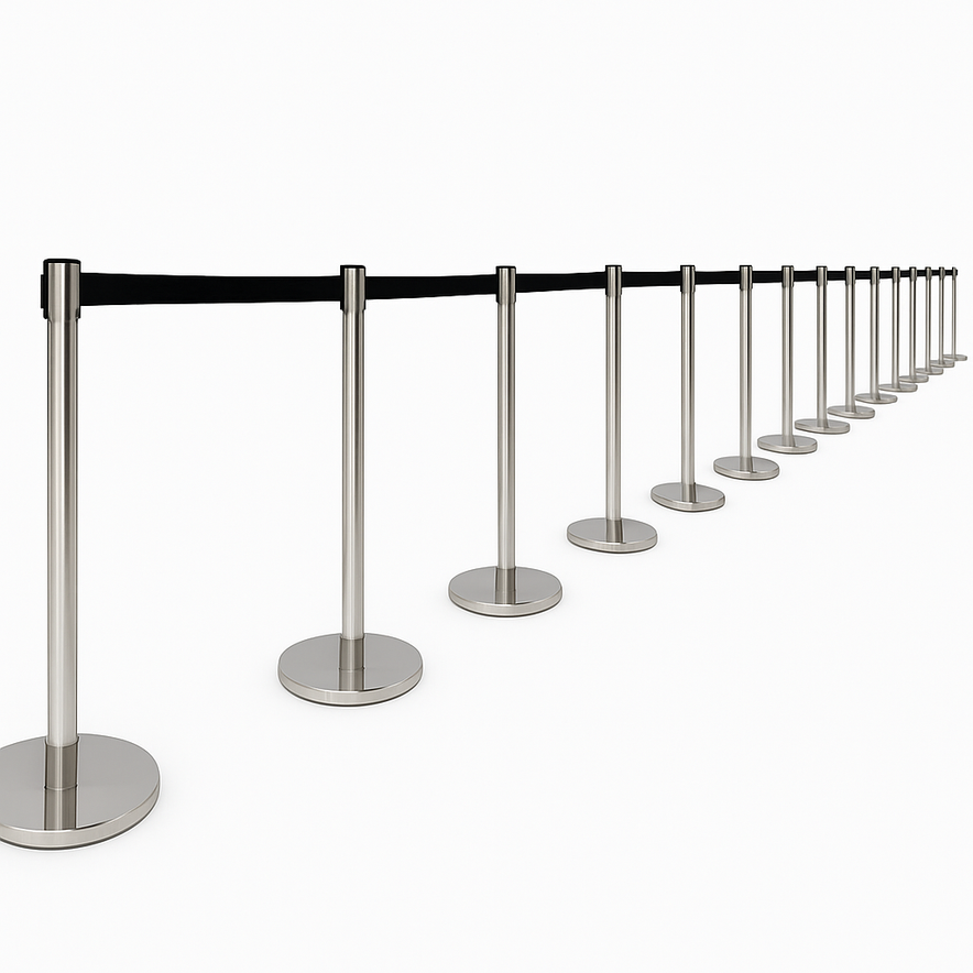 Chrome Retractable Queue Barrier System:Efficient Crowd Control&Queue Management