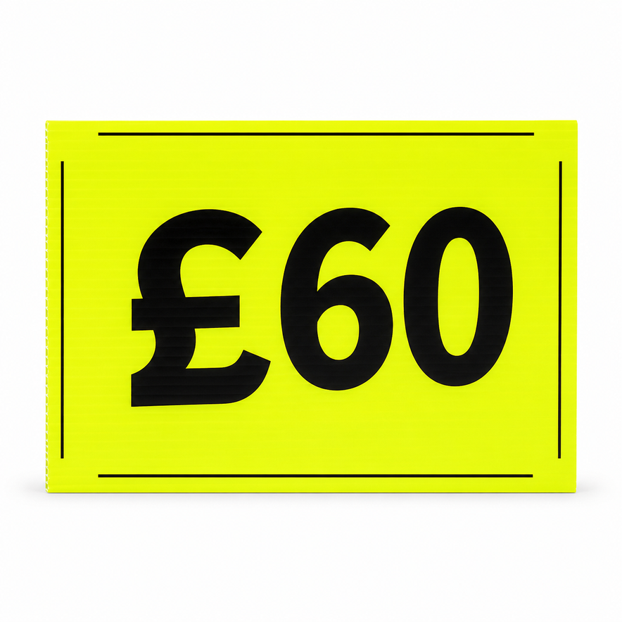 Black & Green Correx Market Price Sale Card Signs – Double-Sided Waterproof Display Boards