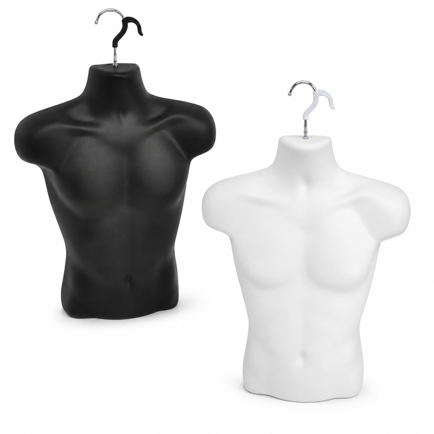 Male Hanging Mannequin Half Body Form – 3/4 Bust Display Torso