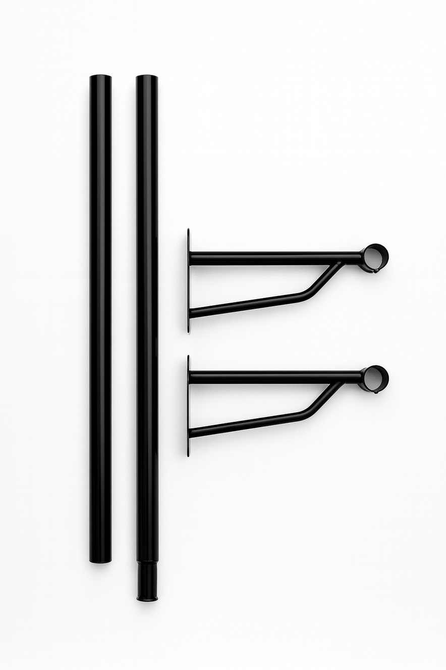 10ft Heavy-Duty Black Clothes Rail with 2 Wall Brackets – Metal Hanging Bar