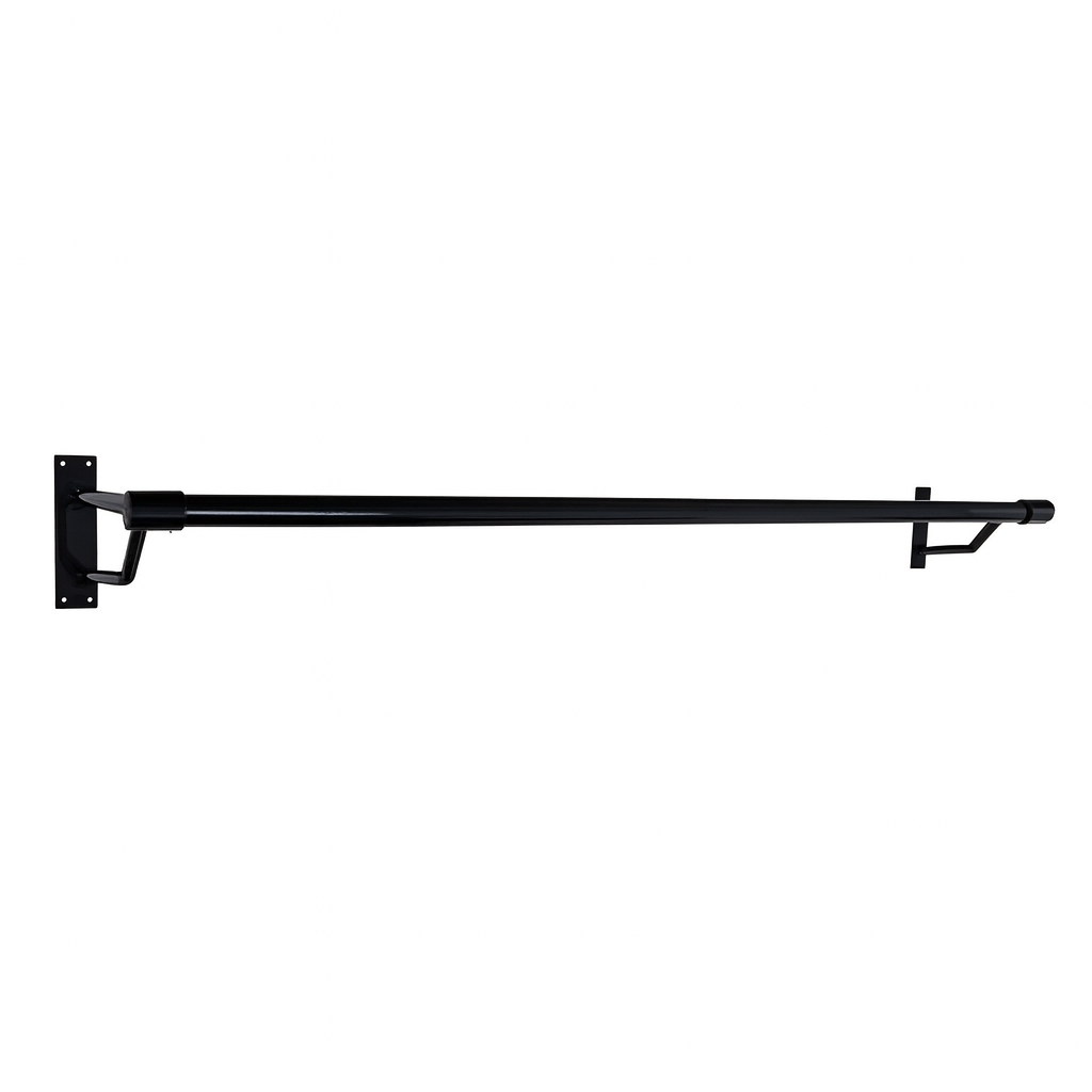 Gloss Black Wall-Mounted Clothes Rail – Sleek Heavy-Duty Steel Hanging Bar for Home & Retail Use