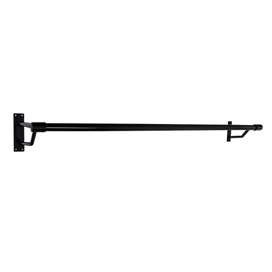Gloss Black Wall-Mounted Clothes Rail – Sleek Heavy-Duty Steel Hanging Bar for Home & Retail Use