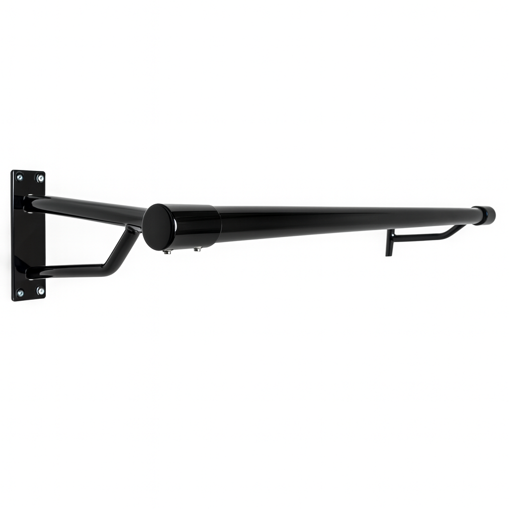 10ft Heavy-Duty Black Clothes Rail with 2 Wall Brackets – Metal Hanging Bar