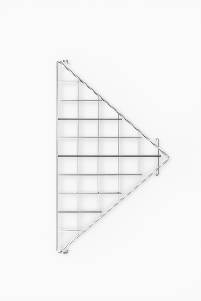 Triangular Corner Grid Mesh Shelf 24"x24" –Heavy Duty 6.5mm Steel,Chrome/Black