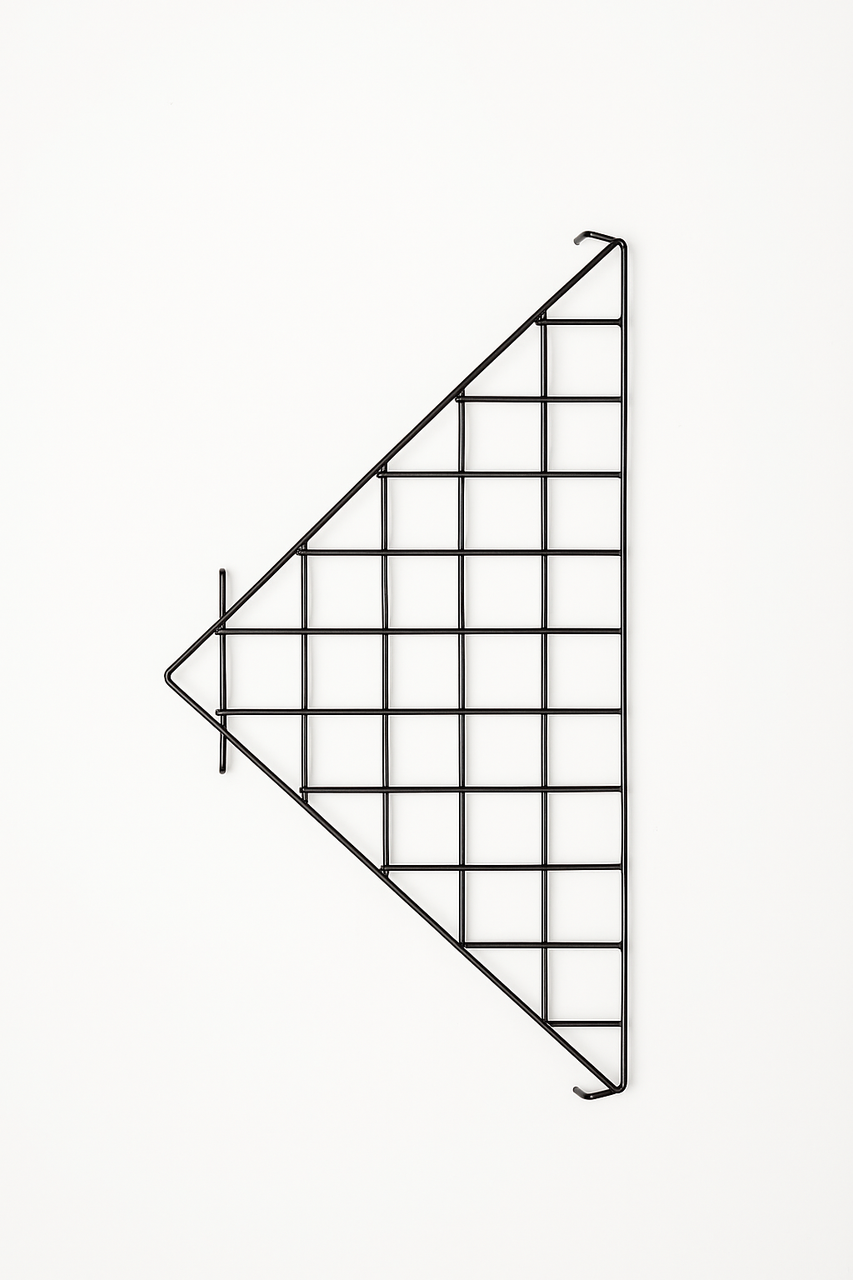 Triangular Corner Grid Mesh Shelf 24"x24" –Heavy Duty 6.5mm Steel,Chrome/Black