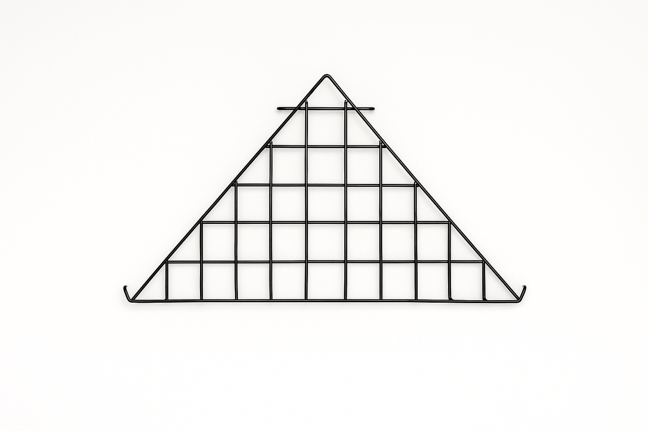 Triangular Corner Grid Mesh Shelf 24"x24" –Heavy Duty 6.5mm Steel,Chrome/Black
