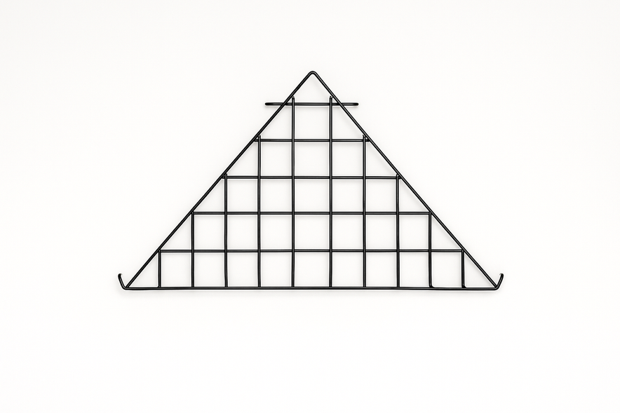 Triangular Corner Grid Mesh Shelf 24"x24" –Heavy Duty 6.5mm Steel,Chrome/Black