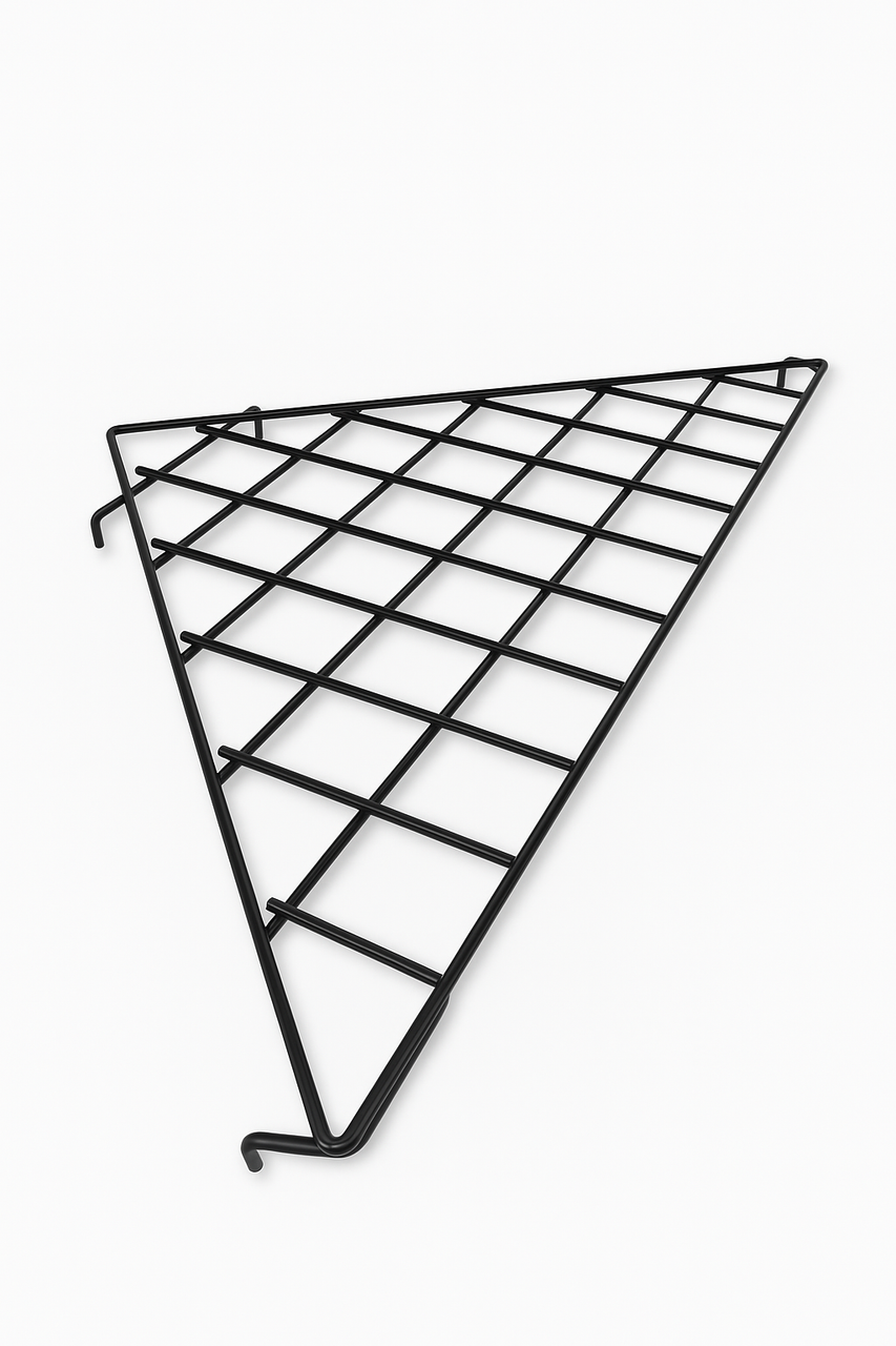 6ft Black /Chrome Corner Grid Mesh Display Unit With 4 Shelves– Heavy Duty