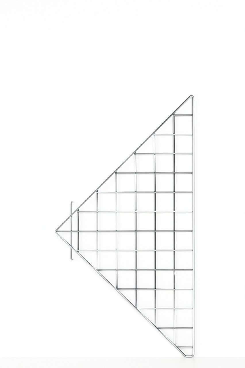 Triangular Corner Grid Mesh Shelf 24"x24" –Heavy Duty 6.5mm Steel,Chrome/Black