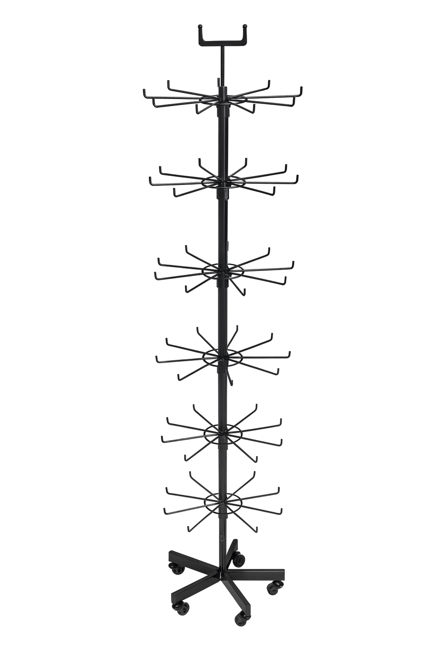 Black 6-Tier Rotating Jewellery Display Spinner Rack