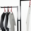 Heavy Duty 2-Way Step Arm Clothing Rail – Adjustable Black Retail Display Stand  with Castors & Brakes