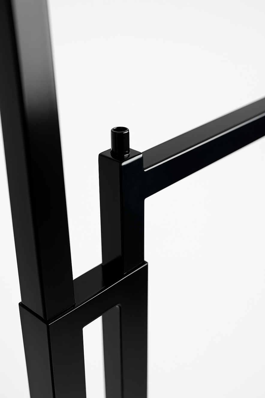 Heavy Duty 2-Way Straight Arm Clothing Rail – Adjustable Black Retail Display Stand  with Castors & Brakes