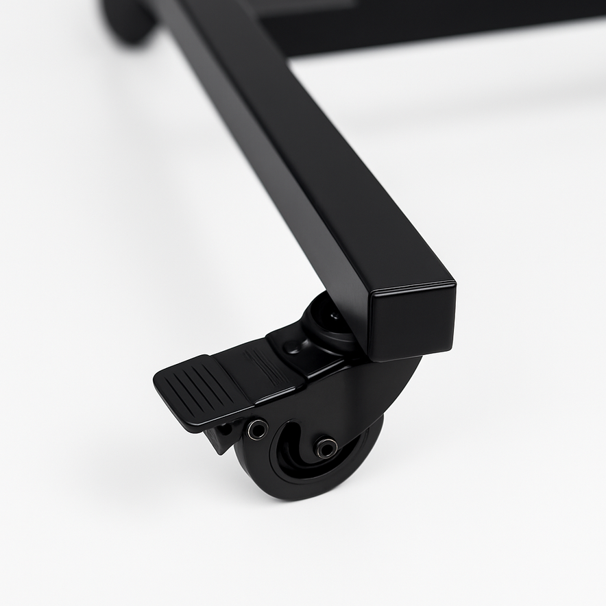 Heavy Duty 2-Way Sloping Arm Clothing Rail – Adjustable Black Retail Display Stand  with Castors & Brakes