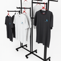 Heavy Duty 6-Way Straight Arm Clothing Rail – Adjustable Black Retail Display Stand with Castors & Brakes