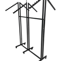 Heavy Duty 6-Way Waterfall Arm Clothing Rail – Adjustable Black Retail Display Stand  with Castors & Brakes