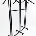 Heavy Duty 6-Way Waterfall Arm Clothing Rail – Adjustable Black Retail Display Stand  with Castors & Brakes