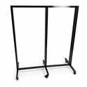 Heavy Duty 6-Way Step Arm Clothing Rail – Adjustable Black Retail Display Stand  with Castors & Brakes