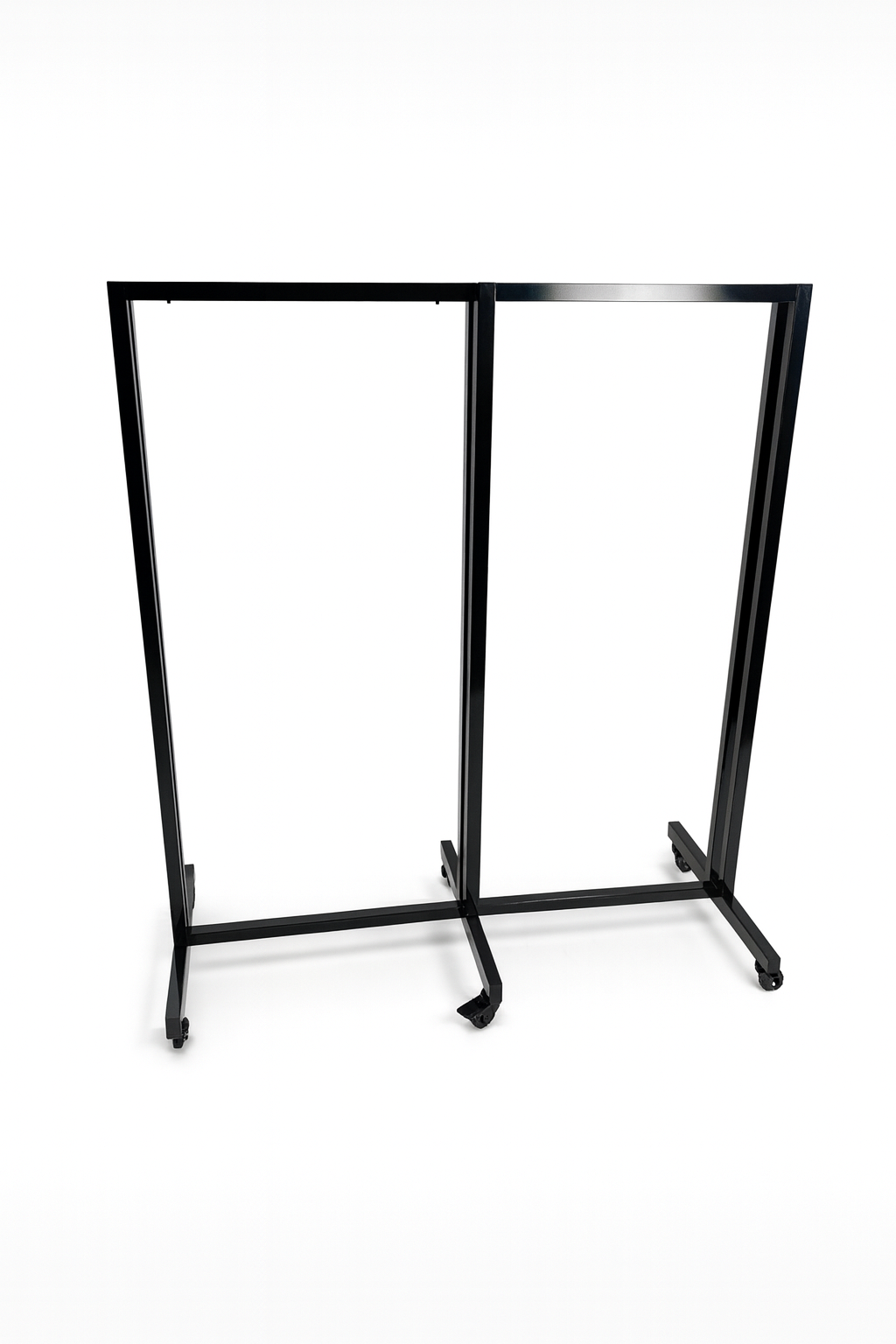 Heavy Duty 6-Way Waterfall Arm Clothing Rail – Adjustable Black Retail Display Stand  with Castors & Brakes