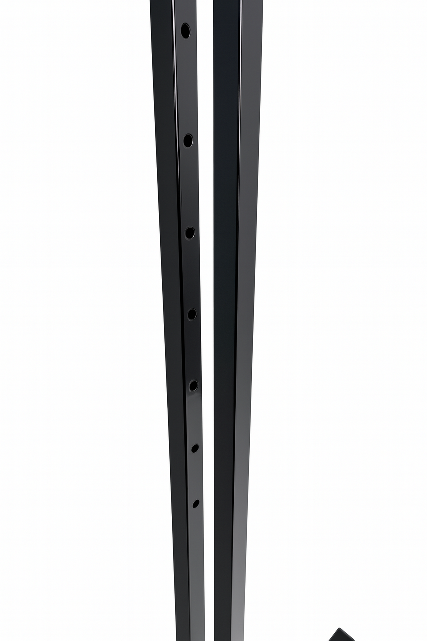 Heavy Duty 6-Way Step Arm Clothing Rail – Adjustable Black Retail Display Stand  with Castors & Brakes