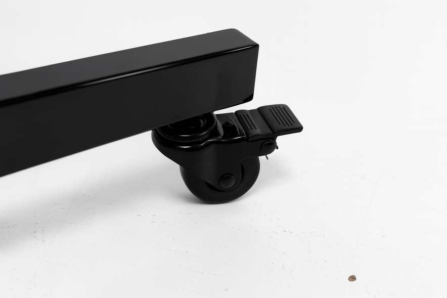Heavy Duty 6-Way Waterfall Arm Clothing Rail – Adjustable Black Retail Display Stand  with Castors & Brakes