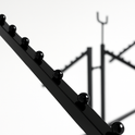 Heavy Duty 6-Way Waterfall Arm Clothing Rail – Adjustable Black Retail Display Stand  with Castors & Brakes