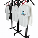 Heavy Duty 6-Way Waterfall Arm Clothing Rail – Adjustable Black Retail Display Stand  with Castors & Brakes