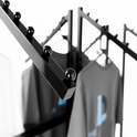 Heavy Duty 6-Way Waterfall Arm Clothing Rail – Adjustable Black Retail Display Stand  with Castors & Brakes