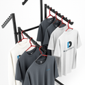 Heavy Duty 4-Way Waterfall Arm Clothing Rail – Adjustable Black Retail Display Stand  with Castors & Brakes