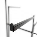 Heavy Duty 6-Way Straight Arm Clothing Rail – Adjustable Black Retail Display Stand with Castors & Brakes