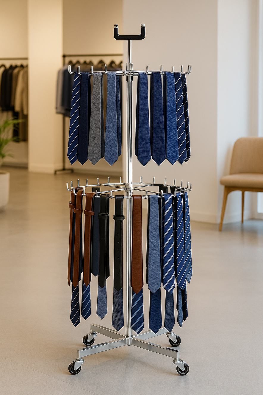 Chrome Two Tier Tie And Belt Rail With Wheels