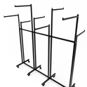 Heavy Duty 8-Way Straight Arm Clothing Rail – Adjustable Black Retail Display Stand  with Castors & Brakes