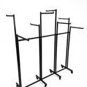 Heavy Duty 8-Way Straight Arm Clothing Rail – Adjustable Black Retail Display Stand  with Castors & Brakes