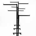 Heavy Duty 8-Way Straight Arm Clothing Rail – Adjustable Black Retail Display Stand  with Castors & Brakes