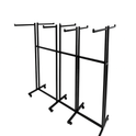 Heavy Duty 8-Way Straight Arm Clothing Rail – Adjustable Black Retail Display Stand  with Castors & Brakes