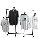 Heavy Duty 8-Way Straight Arm Clothing Rail – Adjustable Black Retail Display Stand  with Castors & Brakes